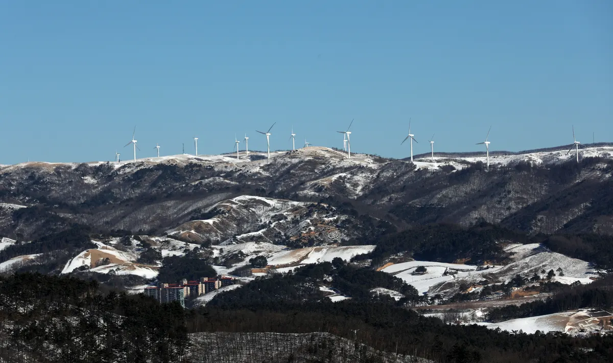 Berg- und Resortlandschaft bei Alpensia in Pyeongchang